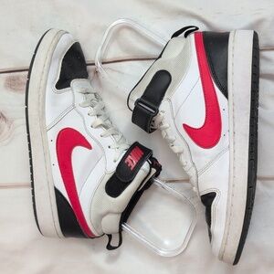 Nike Court Borough Mid 2 High-Top Black White Red US Size 7Y